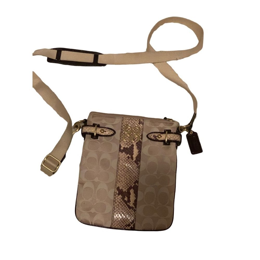Coach Colette Signature Python Swingpack Beige Cr… - image 1